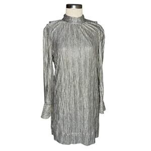 SABINA MUSAYEV Gray Gold Patterned Mini Dress Women's Size XS Night Out Glam‎